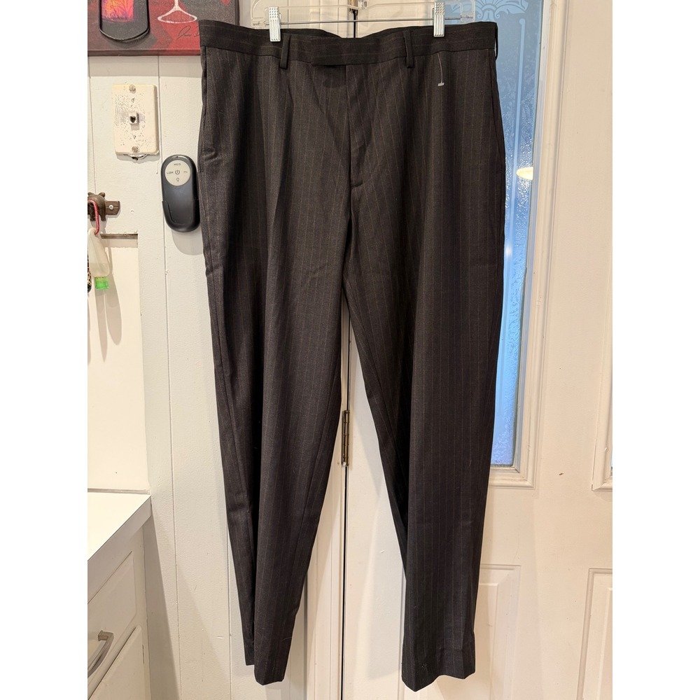 AXIST Essentials Mens Pinstripe Dress Pants 38x32 Gray Super 100s Hi-Twist NWT
